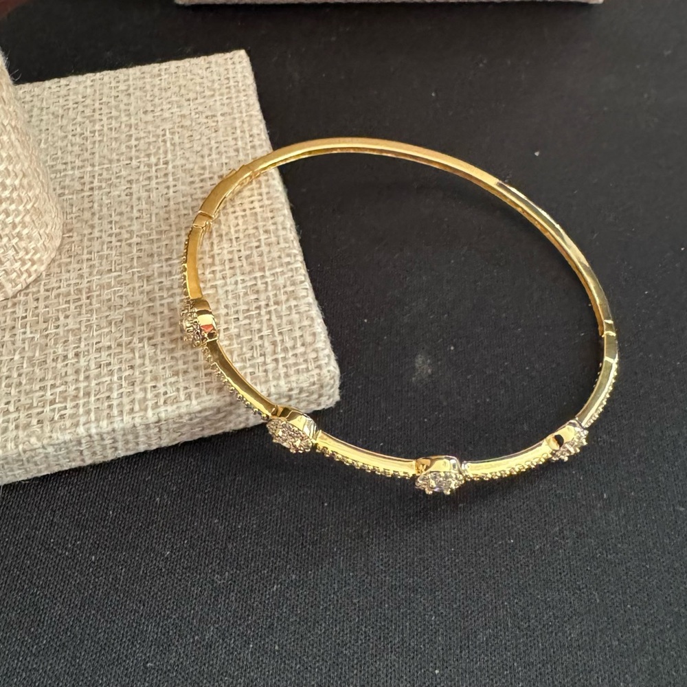 Elegant Gold  Bracelet with Sparkling Round Diamonique Crystal Round Accents - Picture 2 of 13